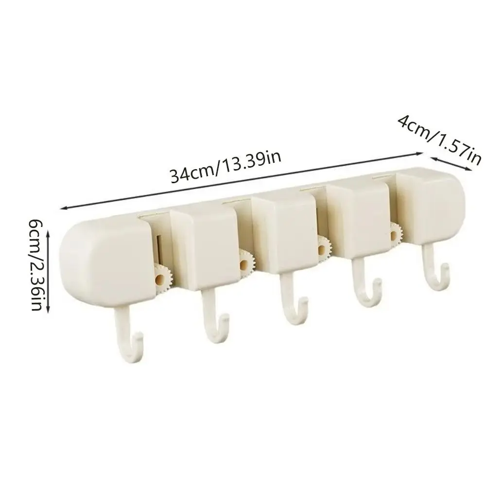 Practical Automatic Adjustable Mop Clip 5 Hook Wall Mounted Broom Organizer Clip Waterproof Rolling Broom Mop Holder Shower Room - view 6