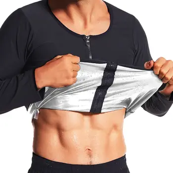 Pánské mikiny s dlouhým rukávem, sauna, stahovací prádlo na zip, termo zeštíhlující cvičební obleky na hubnutí 6 nejlepší prodej rychlé hubnutí - №3