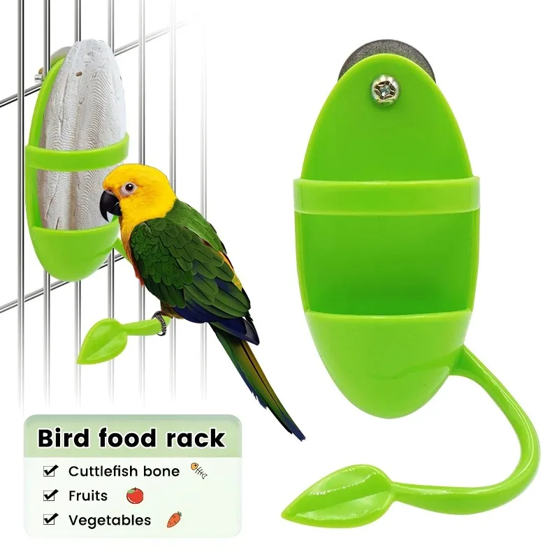 Parrot Food Feeder Bird Hanging Cage Perching Frame Fun Bird Cage Feeder Parrot Feeding Toy Plastic Pet Feeding Cage Accessories