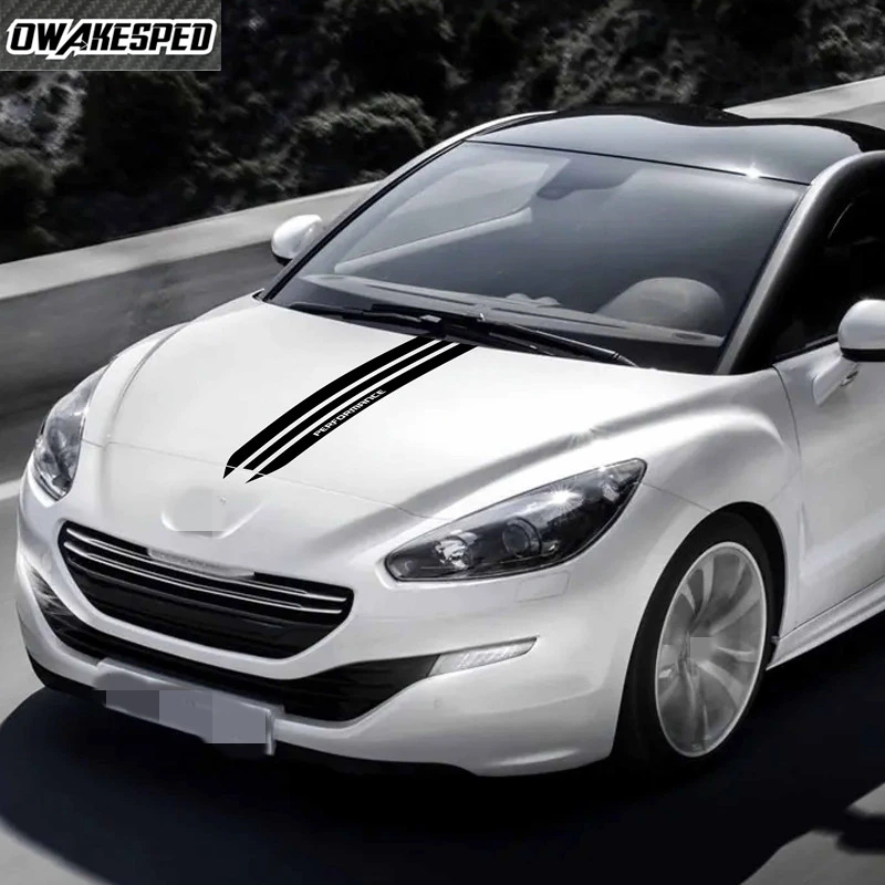 

Спортивные полосы Автомобильный капот наклейка для PEUGEOT RCZ Производительность автомобильный чехол для двигателя Декор виниловая наклейка пленка аксессуары для гонок