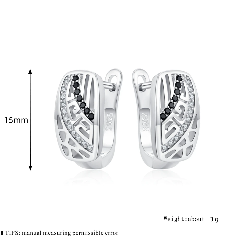 Black Awn Classic Silver Color Oval Black Trendy Spinel Engagement Hoop Earrings for Women Jewelry Bijoux I286