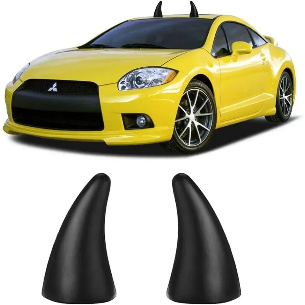 1/2 قطعة ديكور سقف السيارة ملصقات سيارة ستيريو ثلاثية الأبعاد ملصقات قرن الشيطان الإبداعية اللطيفة