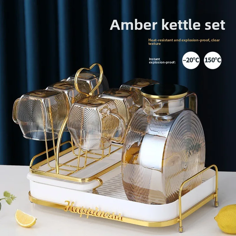 

Hxl water pitcher set - glass, high-temperature resistant teapot, large capacity cold water pitcher