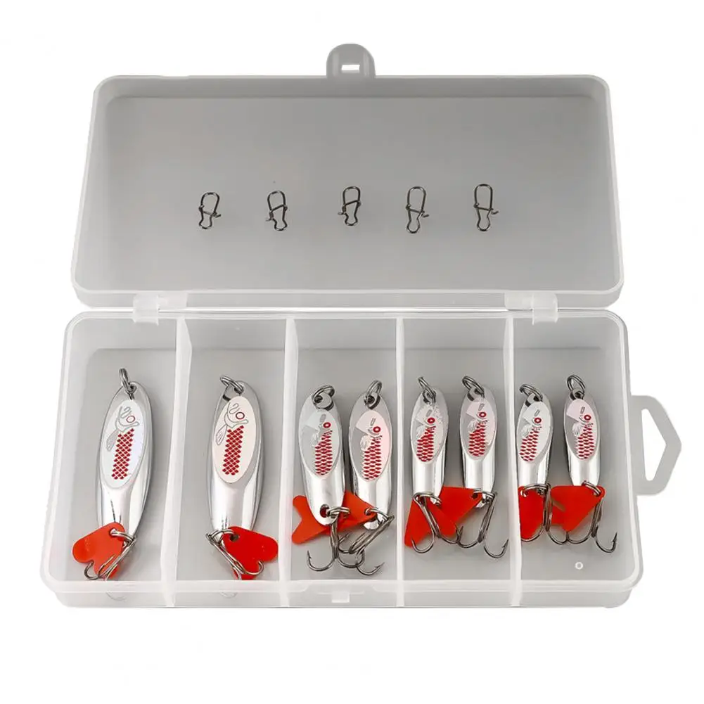 8Pcs 7/10/14/18G Fishing Spoon Lure with Sharp Hook Pike Bass Crappie Walleye Metal Spinner Sequin Jigging Swimbait