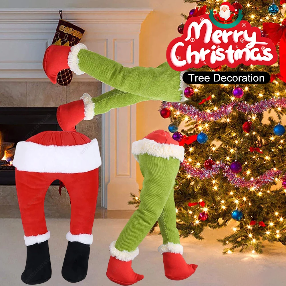 

2024 Рождественский эльф/нога Санта-Клауса, плюшевая игрушка, реквизит для украшения рождественской елки, Санта-Клаус, зеленая искусственная ножка, детская игрушка, Рождественский дом