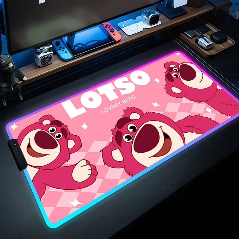 RGB Mouse Pad L-Lotso Laptop Mat Gaming Mousepad Backlit Keyboard Gamer Table Pads Cute Home Decor Pad table mat Kawaii Girl