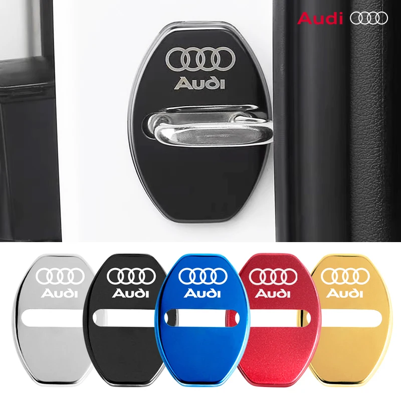 4pcs Car Door Lock Cover Badge Sticker for Audi A3 A4 B8 8P B9 8V B6 A5 B7 A1 A6 C6 Q3 Q5 C7 I8 kuga Auto Decoration Accessories