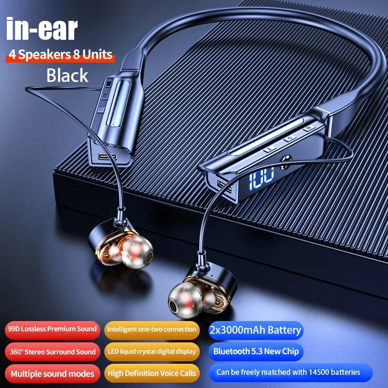 

Wireless Headphones Bluetooth Earphones That Can Be Changed To 4speakers Battery Hanging Neck Sports Headset Water proof Earbud