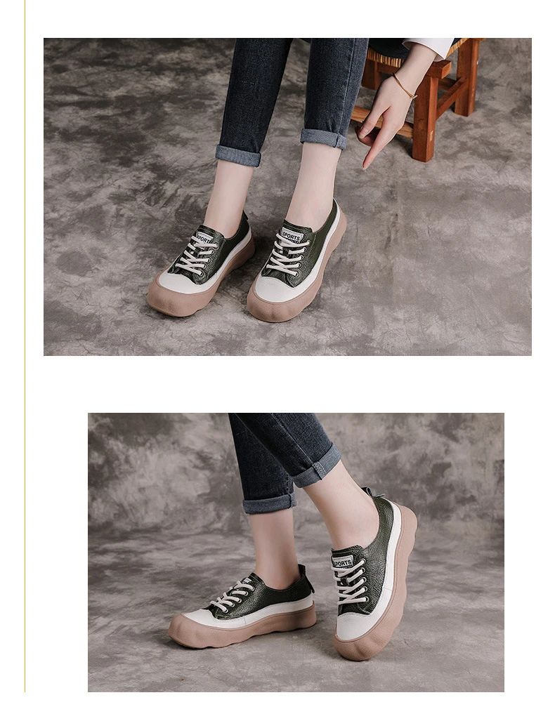 Neue bequeme Schuhe aus echtem Rindsleder, Damen-Freizeitsneaker, farblich abgesetzte Schnürschuhe, Damen-Mokassins, Outdoor-Wanderschuhe, Größe 42 – Detail 11