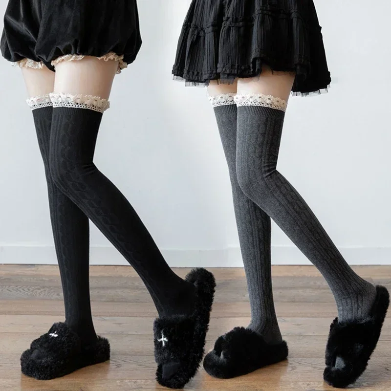 Women Sexy Socks Stockings Warm Thigh High Over The Knee Socks Long Cotton Lace Up Stockings Medias Stockings Thigh High Socks