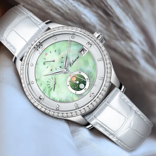 Lobinni Women Automatic Watch 36mm Ladies Mechanical Wristwatch Sapphire Mirror MOP Dial Month Week Date