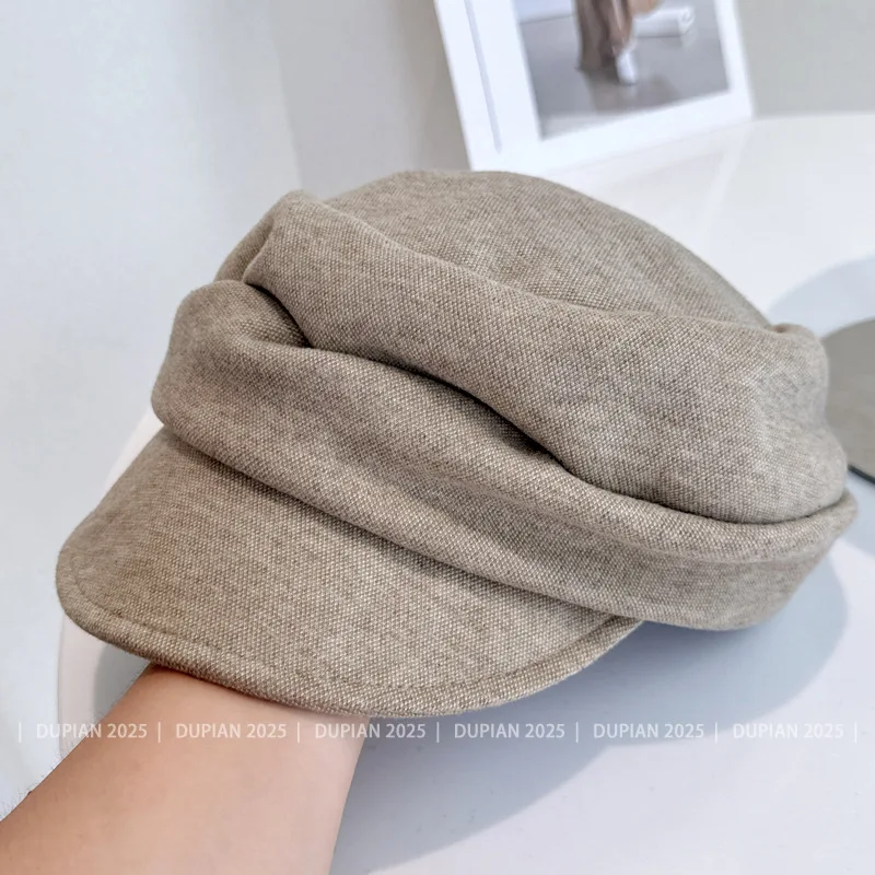 

Высококачественные нишевые плиссированные дизайнерские шерстяные береты для женщин, осенне-зимние повседневные универсальные элегантные шляпы газетчика в стиле ретро