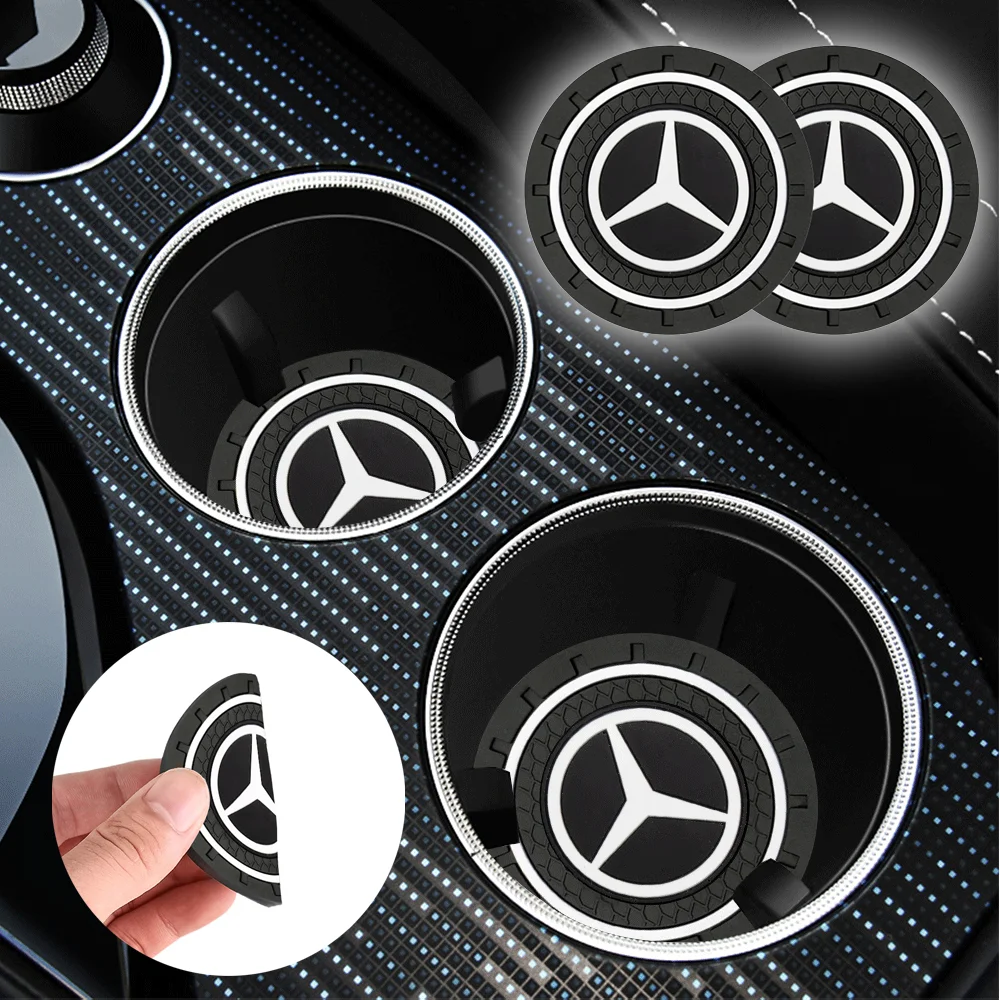 1/2Pc Anti-Slip Silicone Car Coaster Mat Water Cup Holder Non Slip Pad for Mercedes Benz AMG A B C D M S R G Class GLK GLA CLA