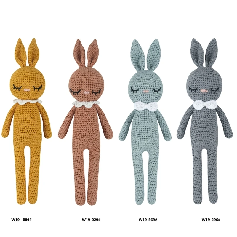 97BE 13in Stuffed Rabbit Crocheted Rabbit Soft Toy Room Decoration Emotion Appease for Toddler Girls Office Ornament