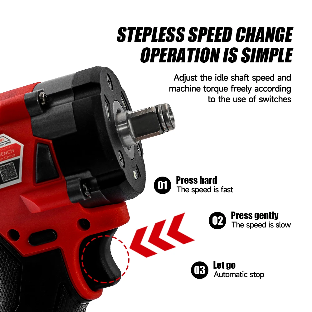 Foiki 18 فولت الأحمر فرش مفتاح ربط كهربائي قابلة للشحن 1/2 ''مفتاح بانة أداة كهربائية لاسلكية لدبوس بطارية ميلووكي