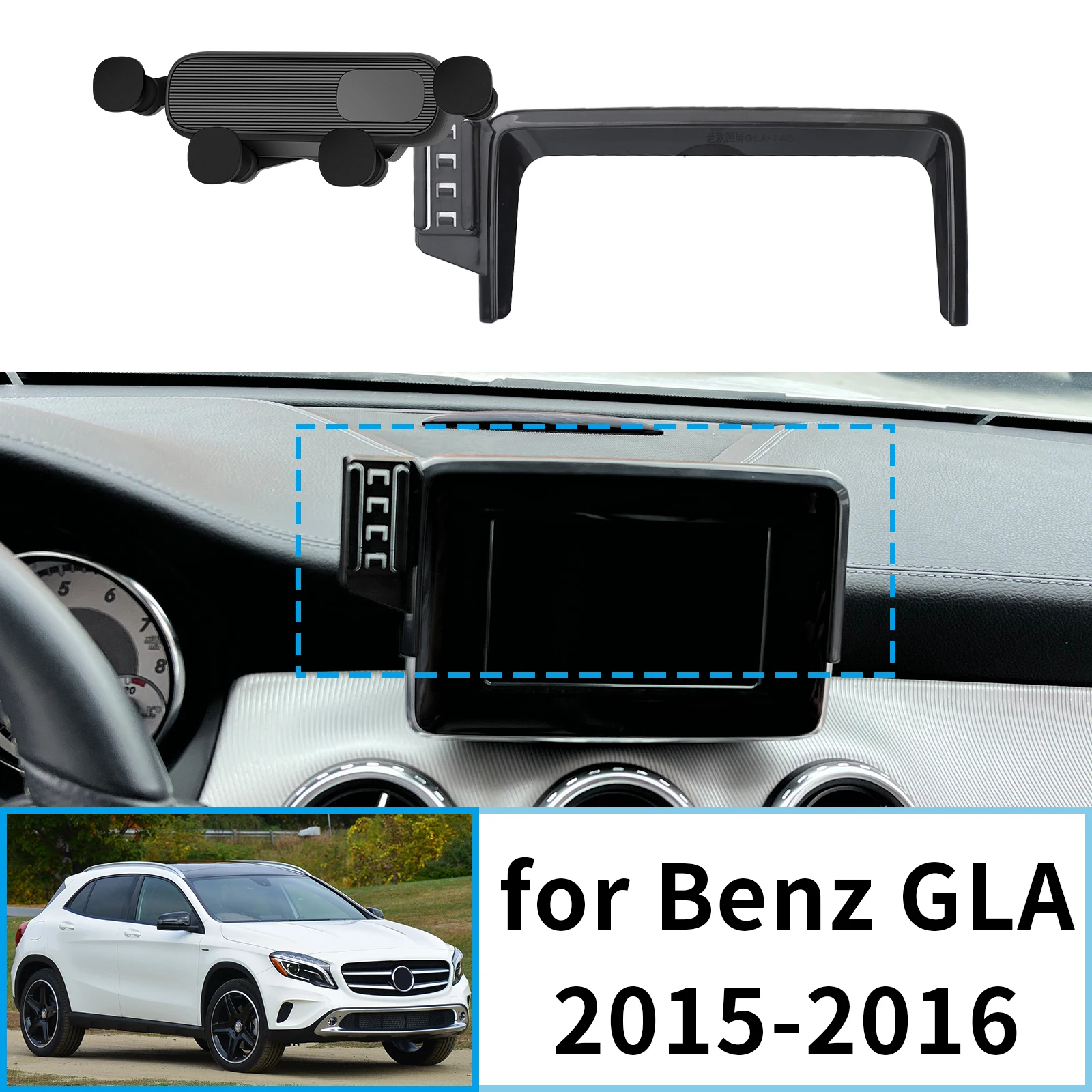 

fit for Mercedes-Benz GLA 2015 2016 Stable Clip-On Phone Holder​​ Mount Screen Base No Vibration​ Car accessoires