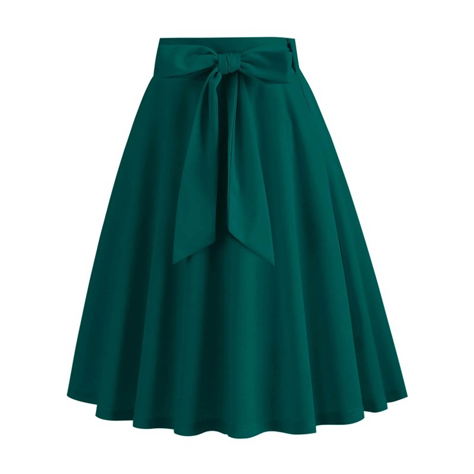 2025 Women Retro Vintage Midi Long Skirt Solid Elegant High Waist A Line Skater 50s Swing Skirts Ladies Workwear Falda Mujer