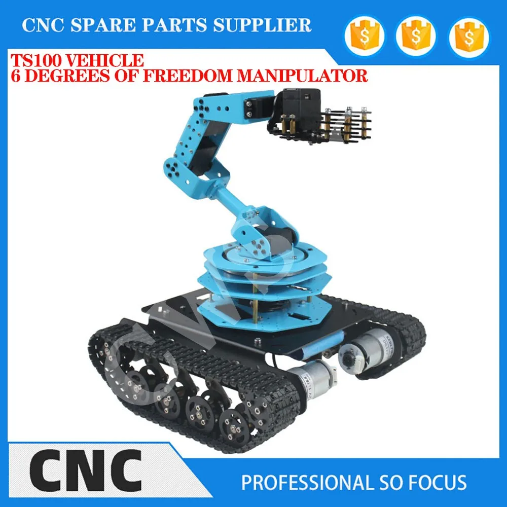 TS100 Vehicle-mounted 6-axis manipulator crawler robot Bluetooth/PS2 handle remote control intelligent tanker robot