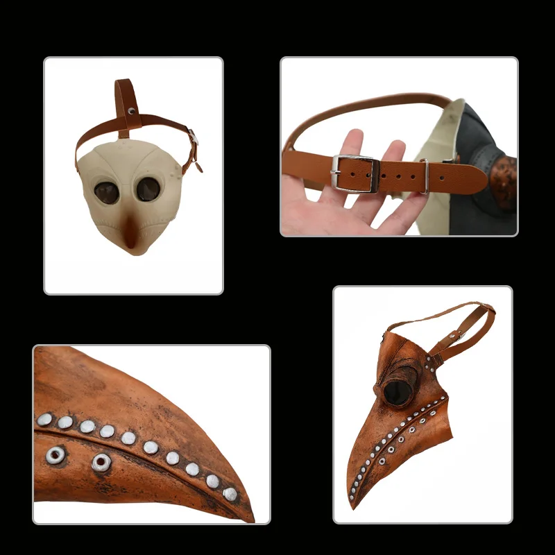 غطاء رأس طبيب الطاعون المخيف من العصور الوسطى قناع الطيور Steampunk مع منقار طويل دعائم أزياء الهالوين الرعب التأثيرية