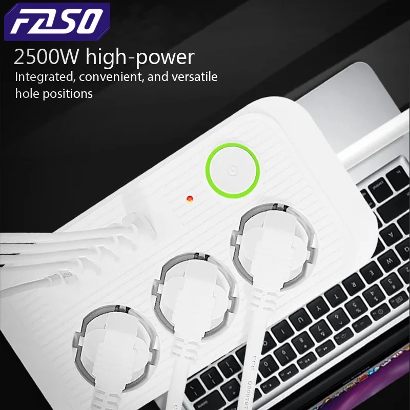 5m EU Plug AC Outlets Multitap Socket Extension Cord Electrical Power Strip With USB Type C Fast Charging Network Filter Adapter image 3