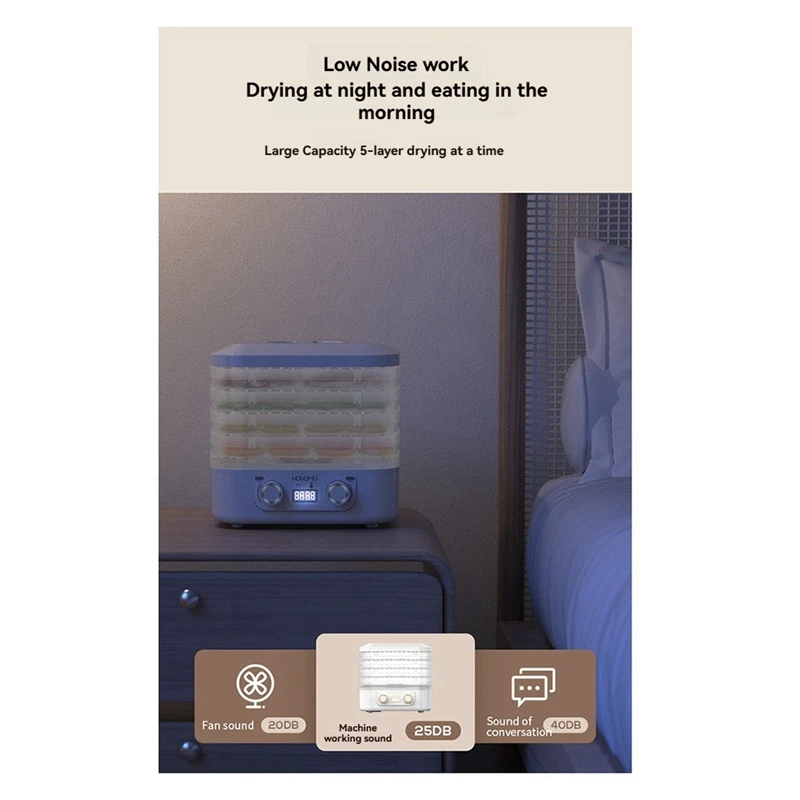 5-слойная умная электрическая сушилка для пищевых продуктов, интеллектуальная функция синхронизации, мясо, рыба, чай, машина для сухофруктов, машина для сушки пищевых продуктов, вилка стандарта США