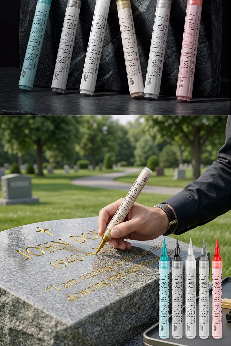 6-Farben Grabstein-Markierstift Professioneller Lackreparaturstift Wasserfest Verblassungsbeständig Farbwiederherstellung Reparatur-Dekorationsstift – Detail 6