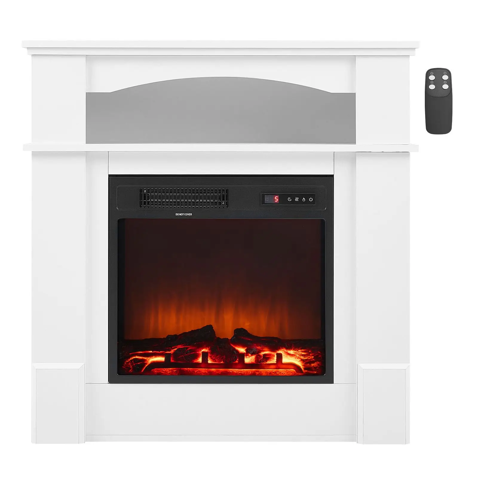33 Inch Freestanding Fireplaces, 1500W 5120BTU Fake Electric Fireplace Stove Heater with Mantel, Overheating Protection
