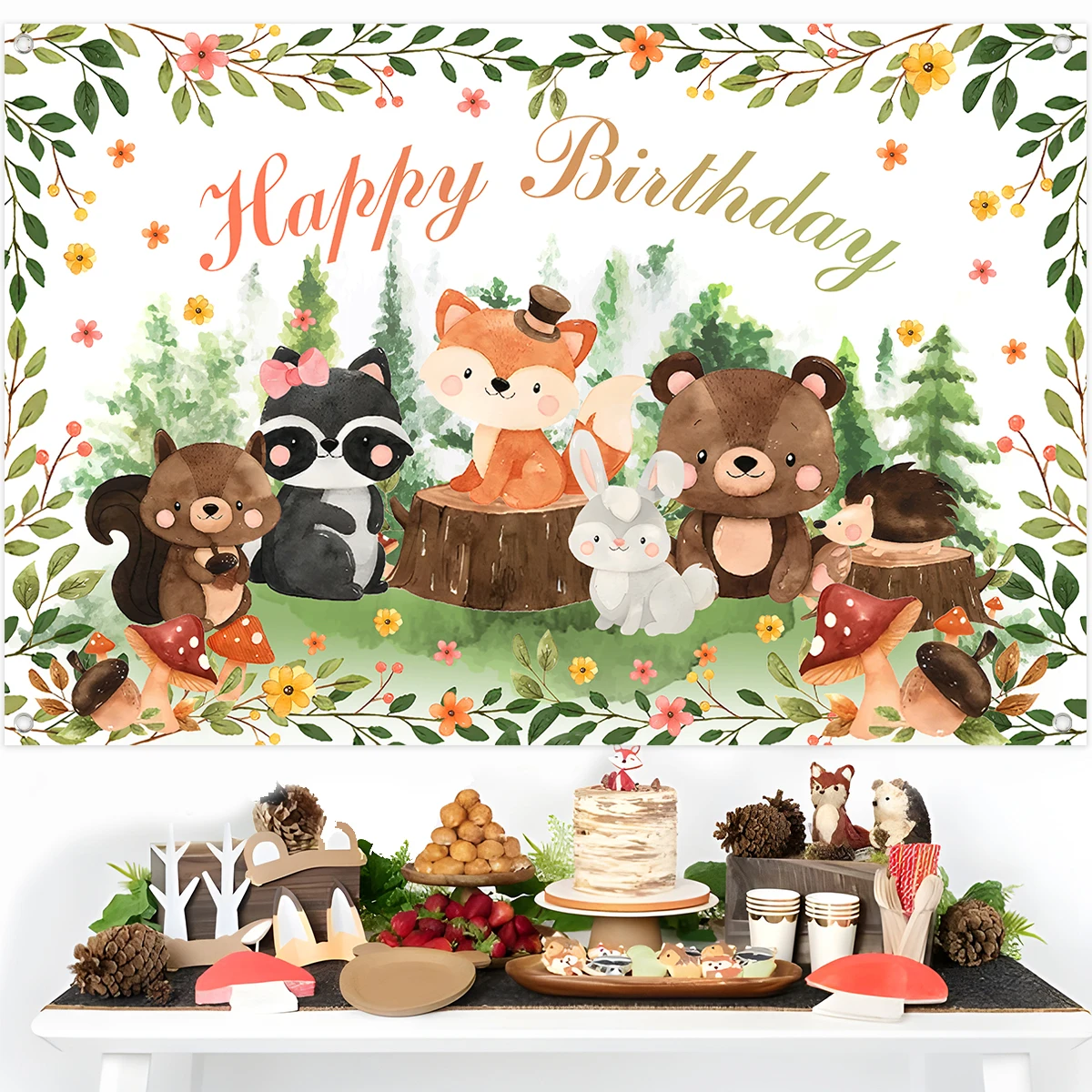 Jungle Animals Backdrop Jungle Safari1st Birthday Party Decorations Kids Wild One Woodland Party Supplies Boy Baby Shower Favors