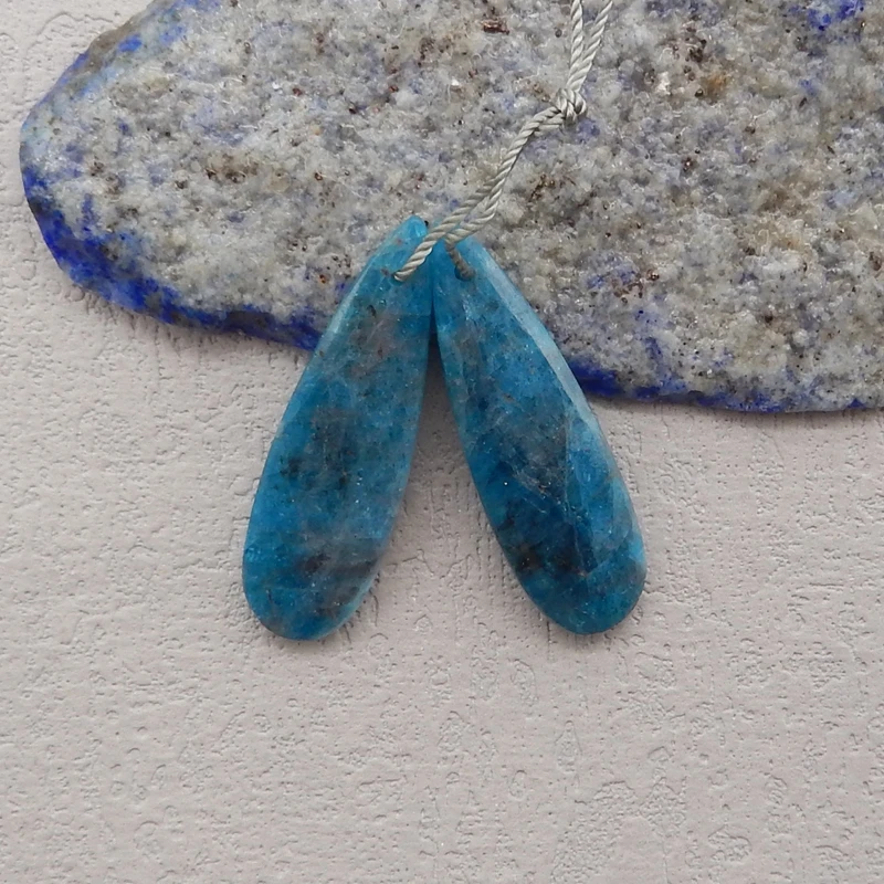 

Natural Blue Apatite Crystal Water Drop Earrings Beads,Fashion Jewelry DIY Making Earrings Accessories For Women 34x11x4mm 5g