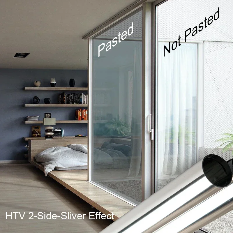 1M One Way Mirror Window Film Vinyl Self-adhesive Reflective Film Solar Privacy Window Tint for Home Silver Glass Sticker