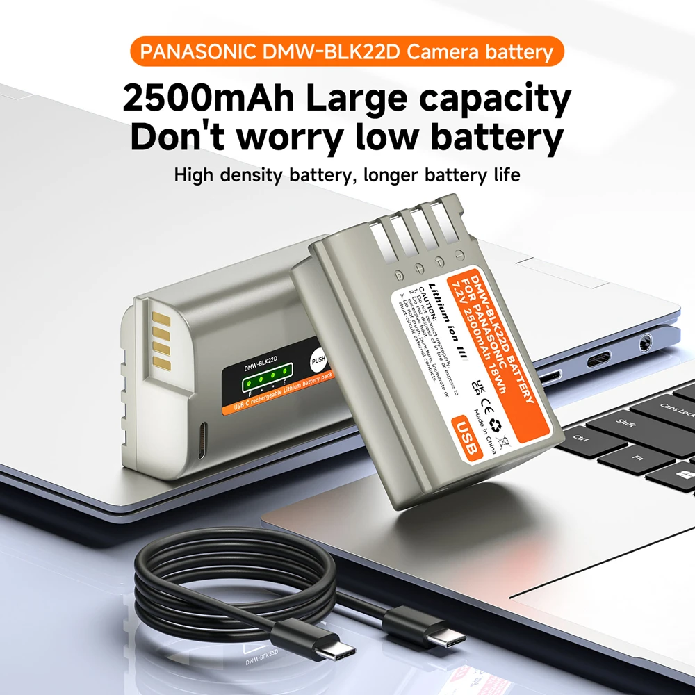 DMW-BLK22 DMW BLK22 بطارية الكاميرا مع مدخل USB من النوع C لباناسونيك لوميكس DC-S5 DC-S5K GH6 S5M2 S5M2X DC-G9 DMC-GH3K GH4K