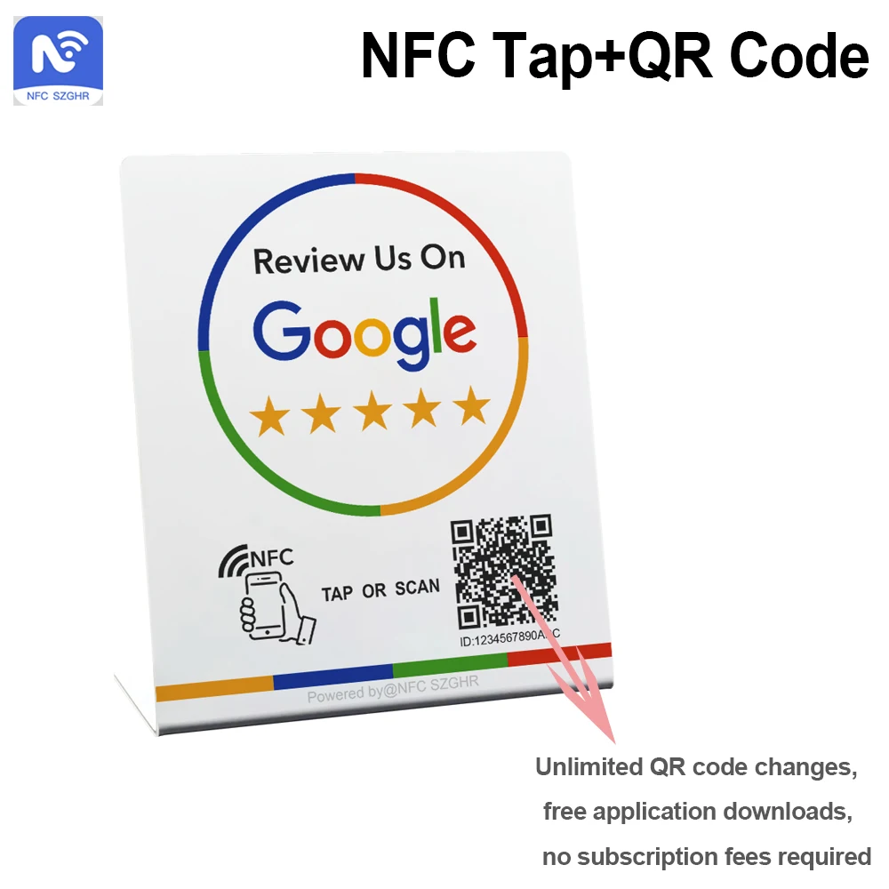 NFC 215 Programmable for Google Review Card NFC Station Table 13.56Mhz QR code can be independently set to link Standing Card