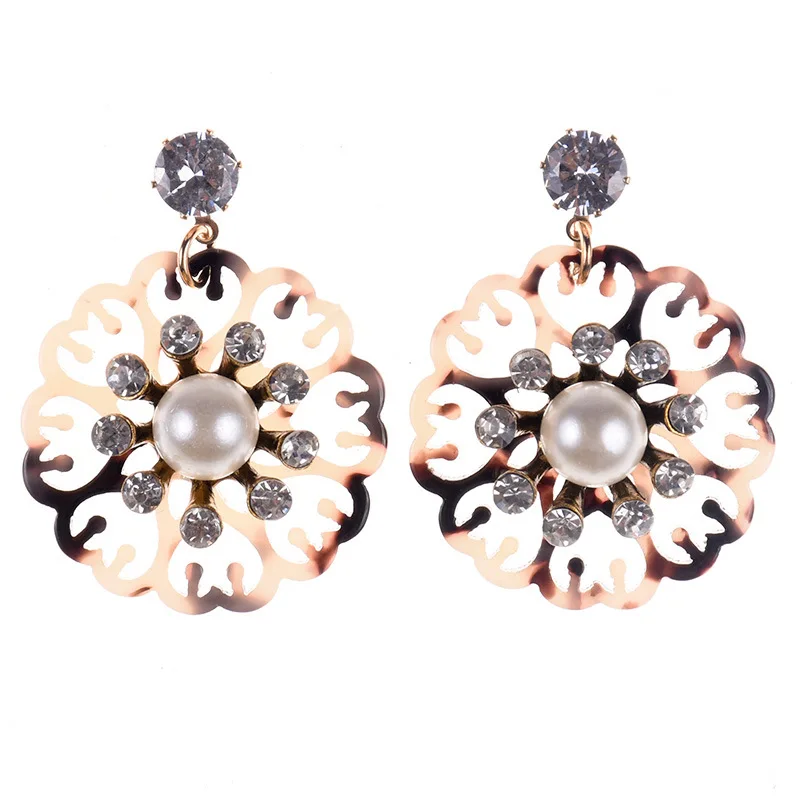 Foreign trade hot-selling new product earrings, fashionable big-name pearl diamond earrings, cross-border accessories