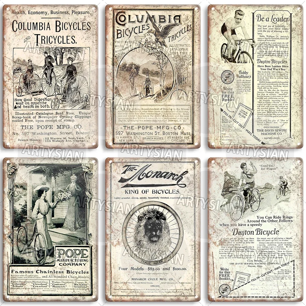 علامة معدنية للدراجات العتيقة ، إعلانات الدراجات ، لوحة ، ريفر جونسون ، ريمنجتون ، كولومبيا ، Racycle #5