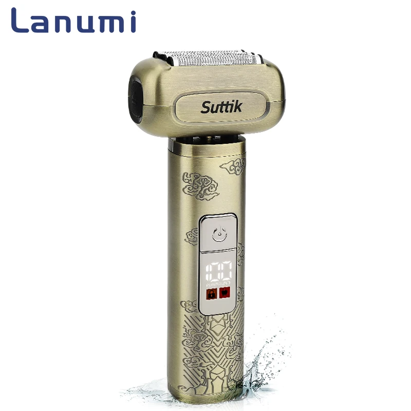 RESUXI 276 Men's Highpower Full Metal Electric Shaver Reciprocating Electric Razor With 4 Blades Washable Digital Display Shaver