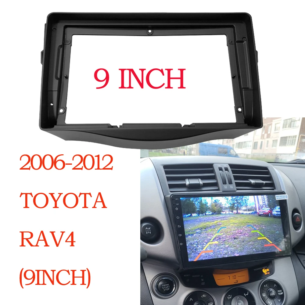 Radio estéreo 2Din para coche, marco de Fascia de 9 pulgadas para Toyota RAV4 2006-2012, adaptador de montaje de Audio, Kits de marco de Panel Facia