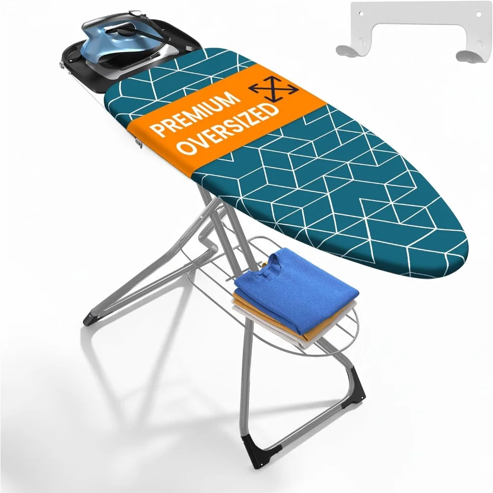 

Очень широкая гладильная доска 60 х 20 с колесами и вешалкой для настенного крепления | Цельнометаллическая железная доска | Встроенный Iron Caddy | Опло и