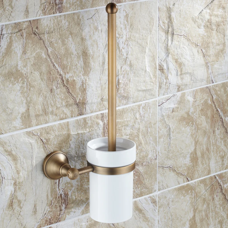 

Роскошный латунный органайзер для ванны, антикварная подставка для туалетной щетки, винтажный стиль, набор для чистки ванной комнаты для элегантного декора ванной комнаты