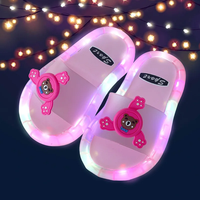 Summer Children‘s Boys Girls Slippers Cartoon Unicorn Animals Prints Shoes Lighted Cute Shoes Bathroom Kids Toddler Slippers