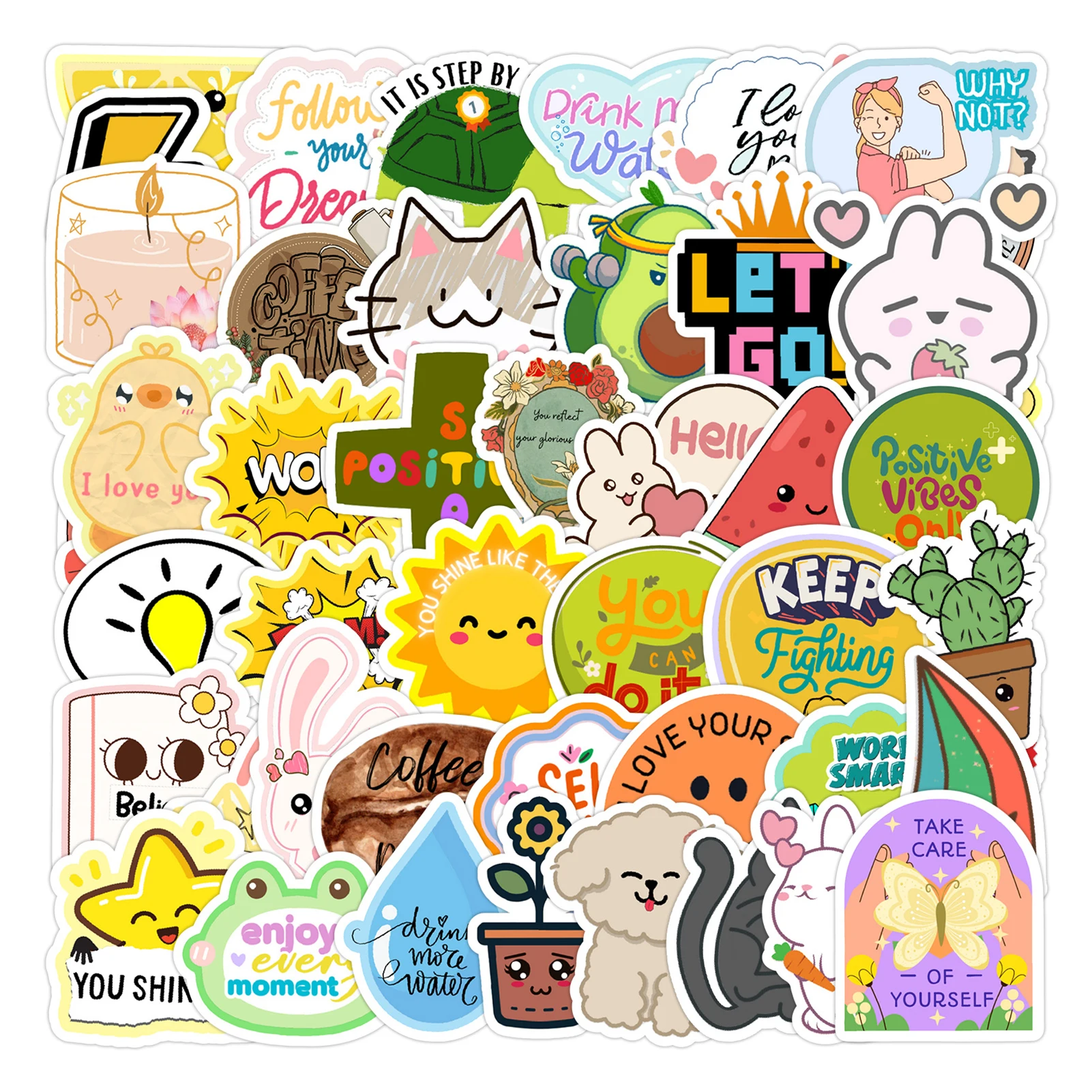 50 Stück Wasserdichte Niedliche Graffiti-Aufkleber für Tassen, Handys, Laptops, Dekoration, PVC-Material, Notizbuch, Scrapbook, DIY-Sticker
