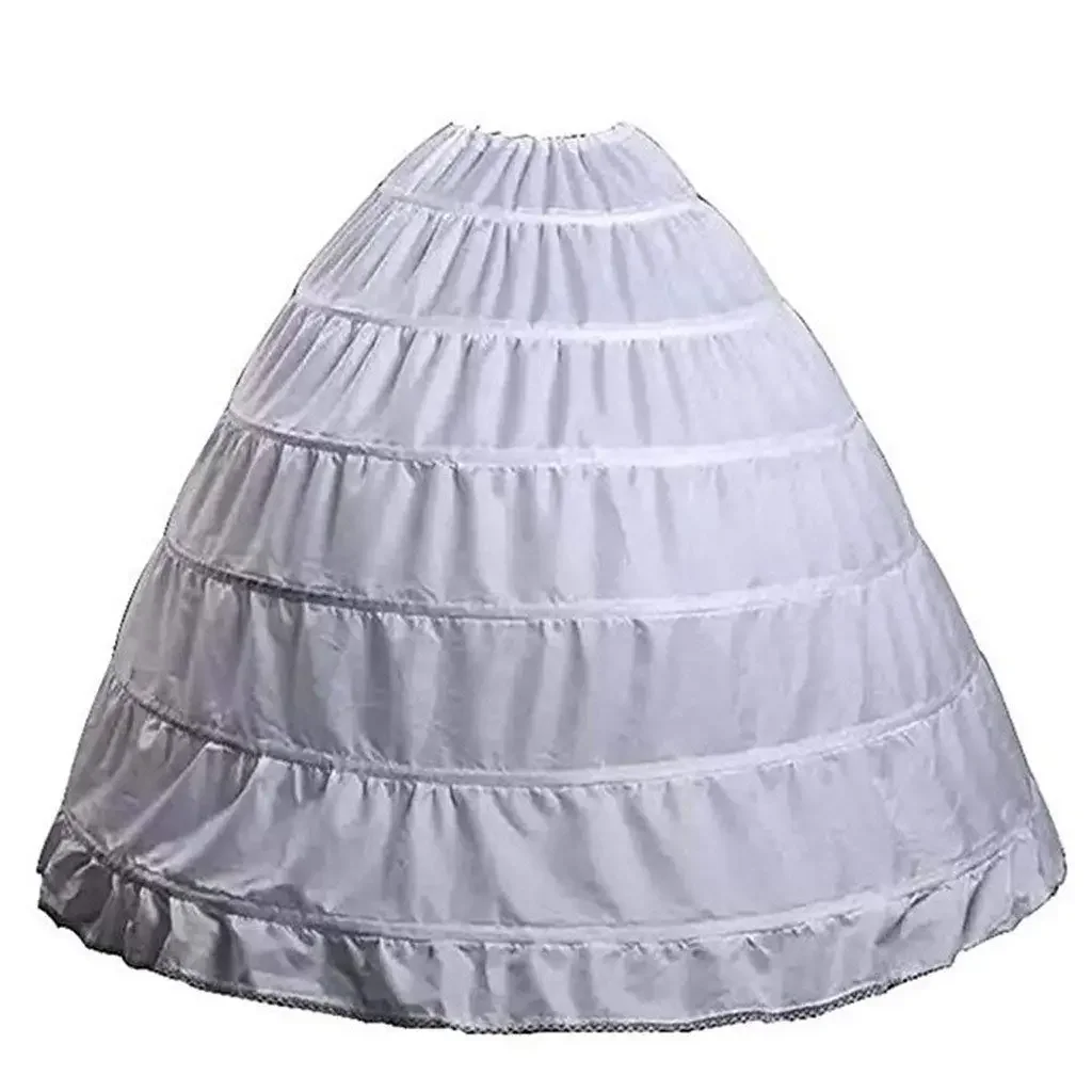 Underskirt Slip Crinoline para mulheres, saia completa, 6 Hoop, vestidos de casamento, 2026