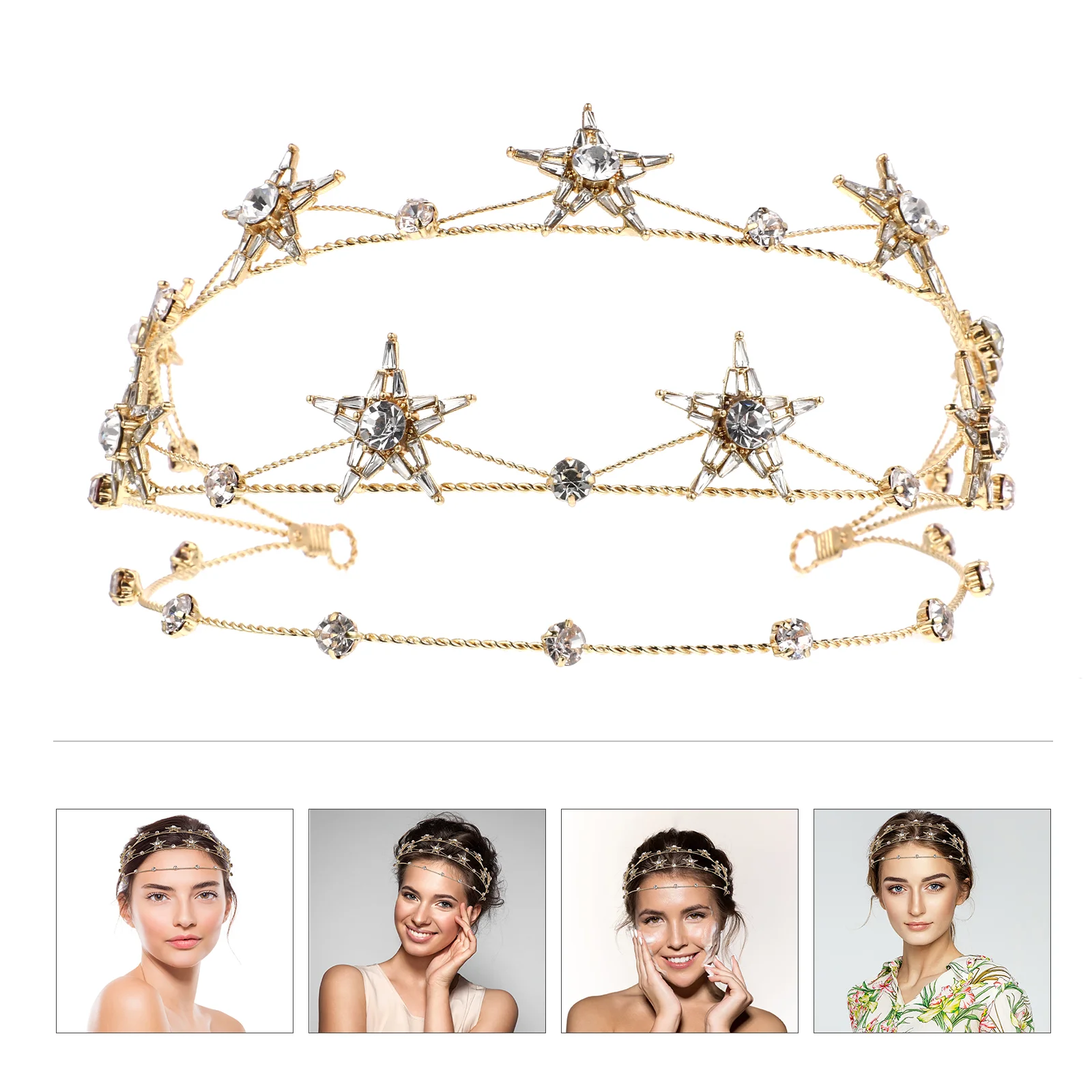 Accessories Crown Women's Bride Rhinestones Goddess Headpiece Moon Alloy Wedding Decor Stars