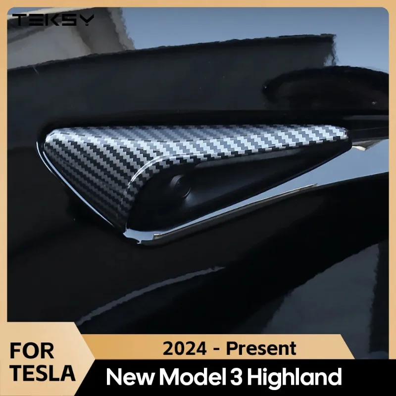

1PCS For Tesla Model 3 Highland 2024, Side Camera Lens Protective Cover, Shiny/Matte/Carbon Fiber, Black White Red Decor Trim