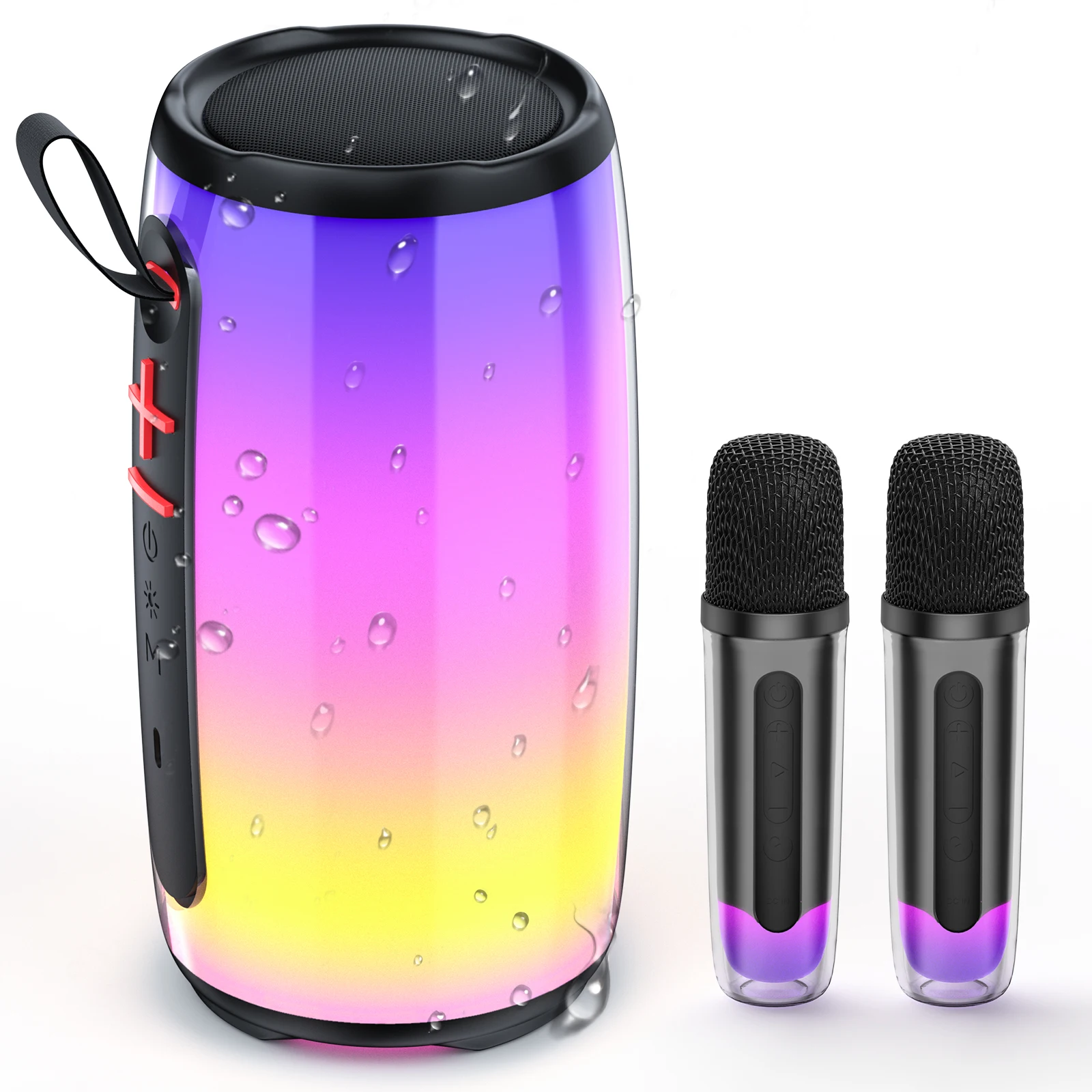 

Wireless Bluetooth Speakers Sound Box Subwoofer Car Audio Bass MP3 Player Sound System LED Lights with 2 Wireless Microphones