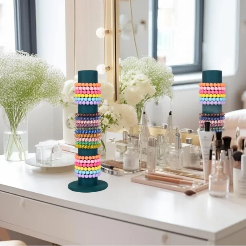 حامل عرض ساعة سوار المجوهرات المخملية، عبوة واحدة من رباط الشعر، سوار برج عمودي Scrunchie T-Bar، حامل أرفف، منظم خزانة
