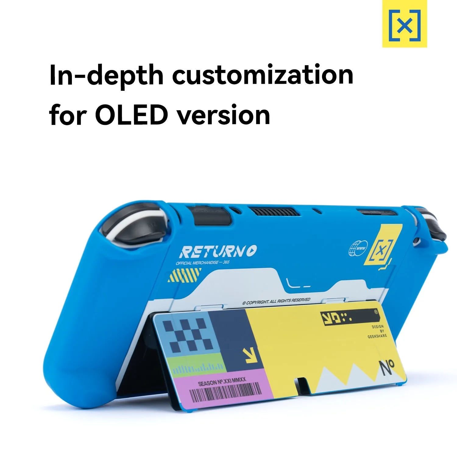 Чехол GeekShare Nintendo Switch на органических светодиодах, защитный чехол синего цвета с разрезом, жесткий корпус, аксессуары для консоли Switch OLED NS