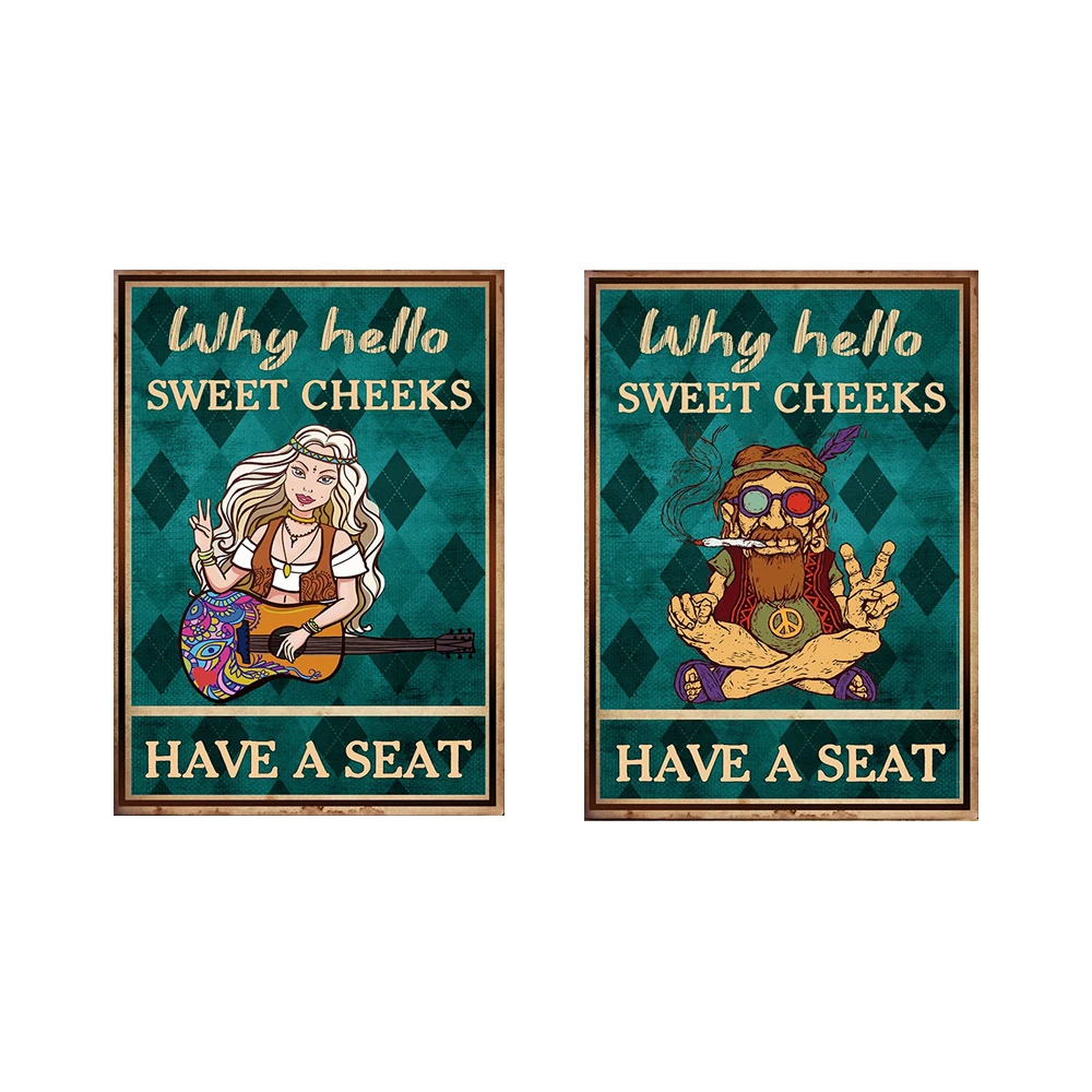 Humorous poster, why Hello Sweet Cheeks has a seat poster, nice ass poster, funny bathroom wall decor poster