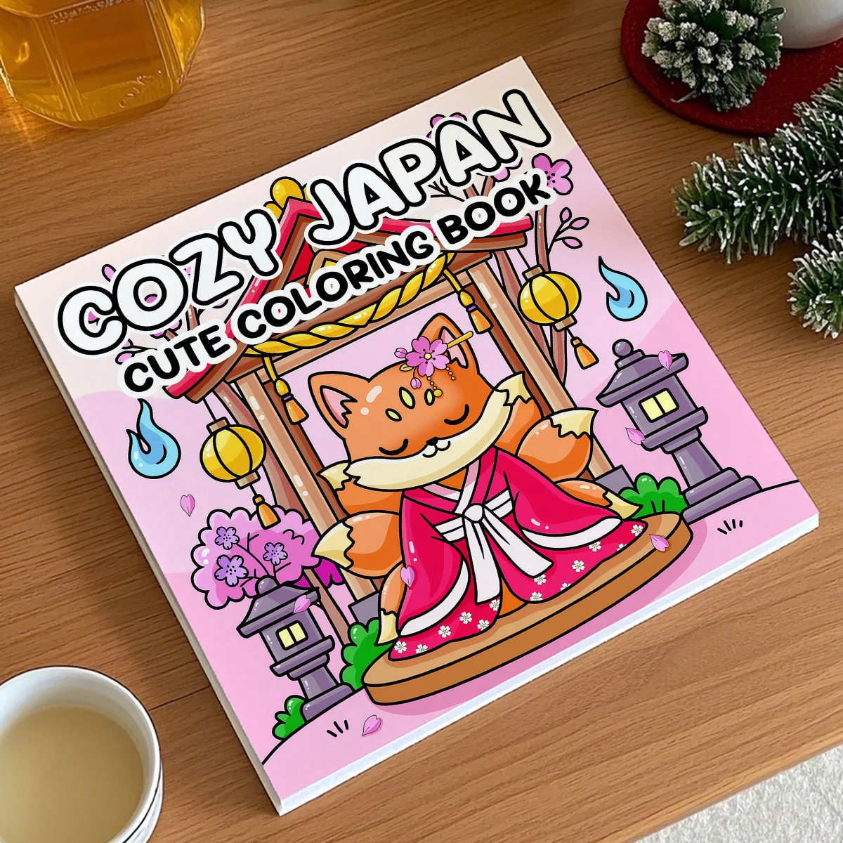 كتاب تلوين مريح ياباني أنماط يابانية لطيفة ومريحة للبالغين والأطفال كتاب رسم هدية مثالية لعيد الميلاد