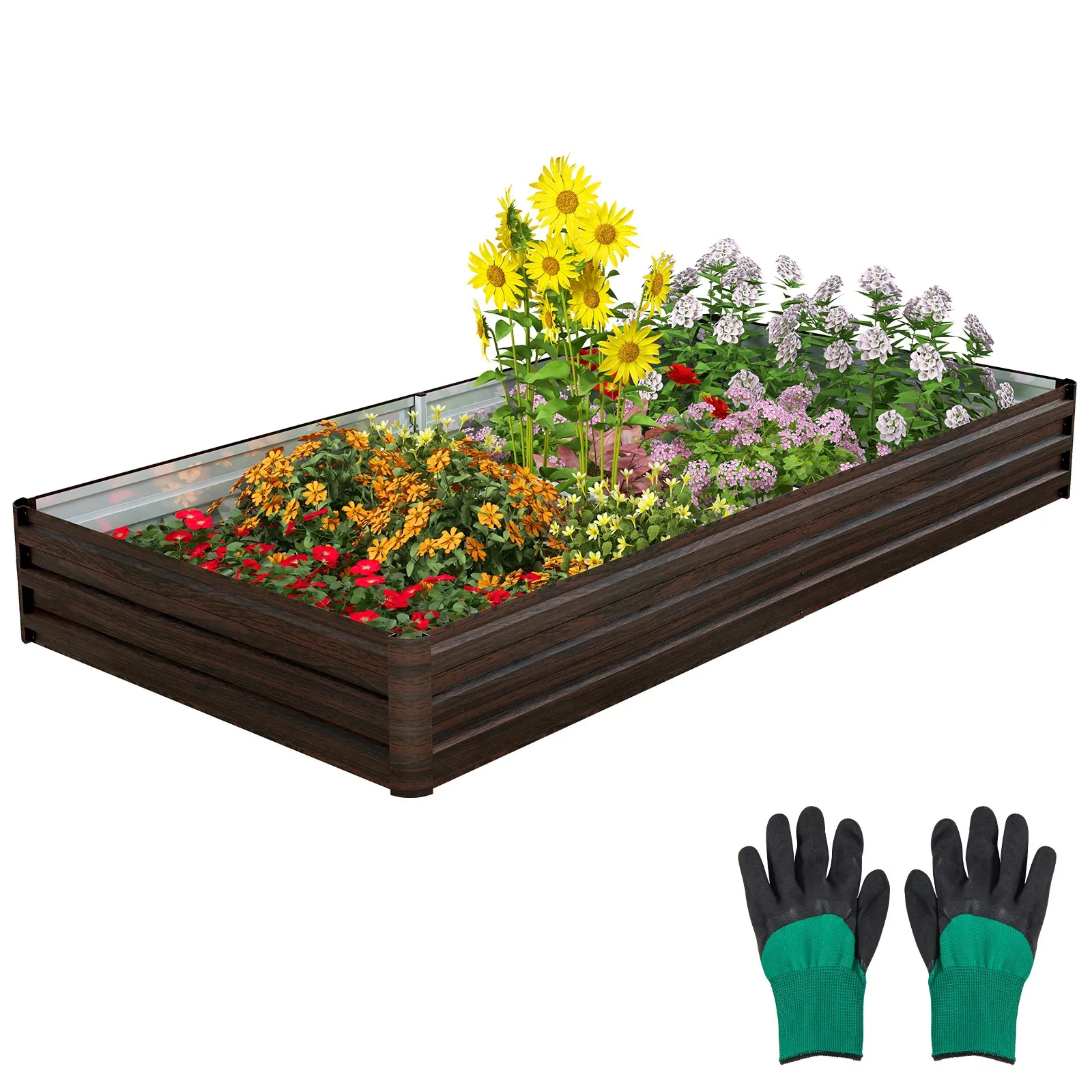 

8 x 4 x 1 ft Large Outdoor Metal Planter Box for Vegetable Fruit Herb Flower