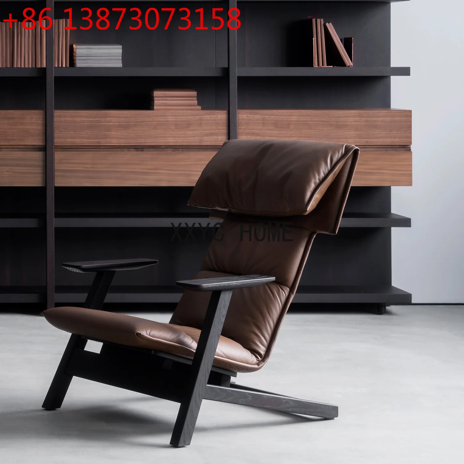 

Скандинавский повседневный одиночный диван-кресло из цельного дерева, современный легкий роскошный диван для гостиной, кожаный дизайнерский стул для учебы в стиле ретро